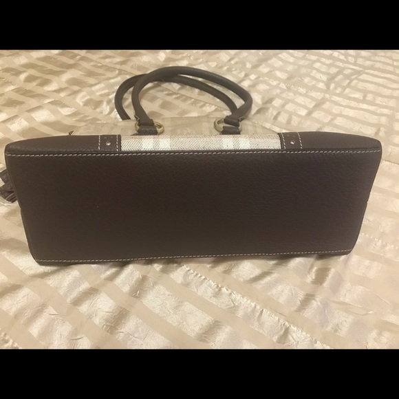 🎉SALE Rare Vintage Dooney & Bourke Brown/Beige Satchel w/ DB Medallion EUC - Picture 4 of 13